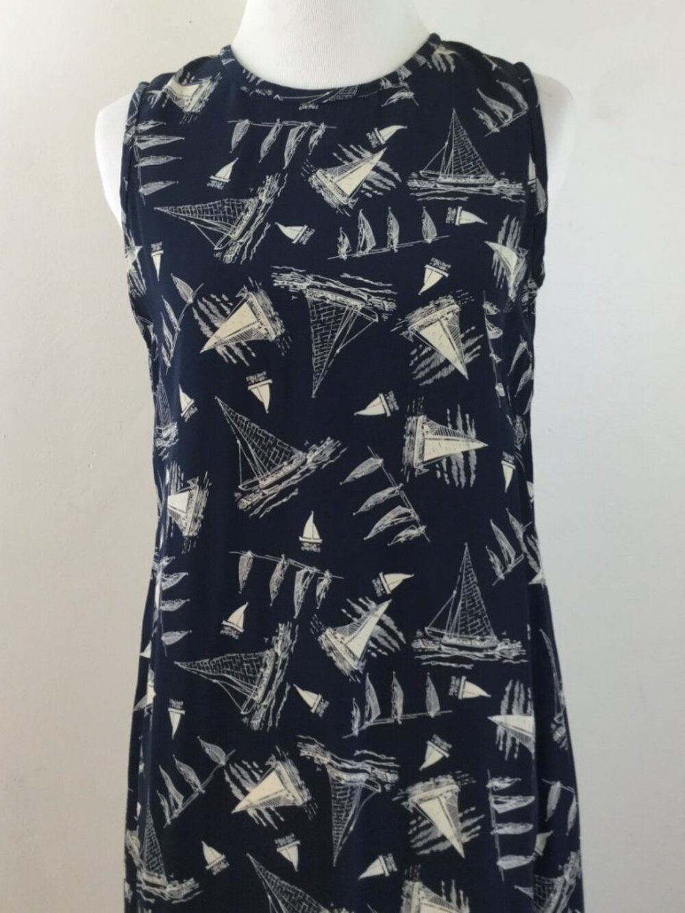 Lauren Ralph Lauren Nautical Navy Sleeveless Silk Maxi Dress 4p - Picture 2 of 5